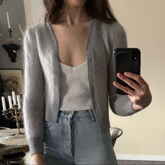 Vintage wool hand made knit open cardigan xs - Picture 6 of 8